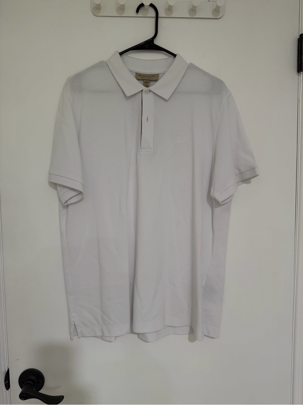 Burberry White Men’s Polo Shirt with Subtle Logo!